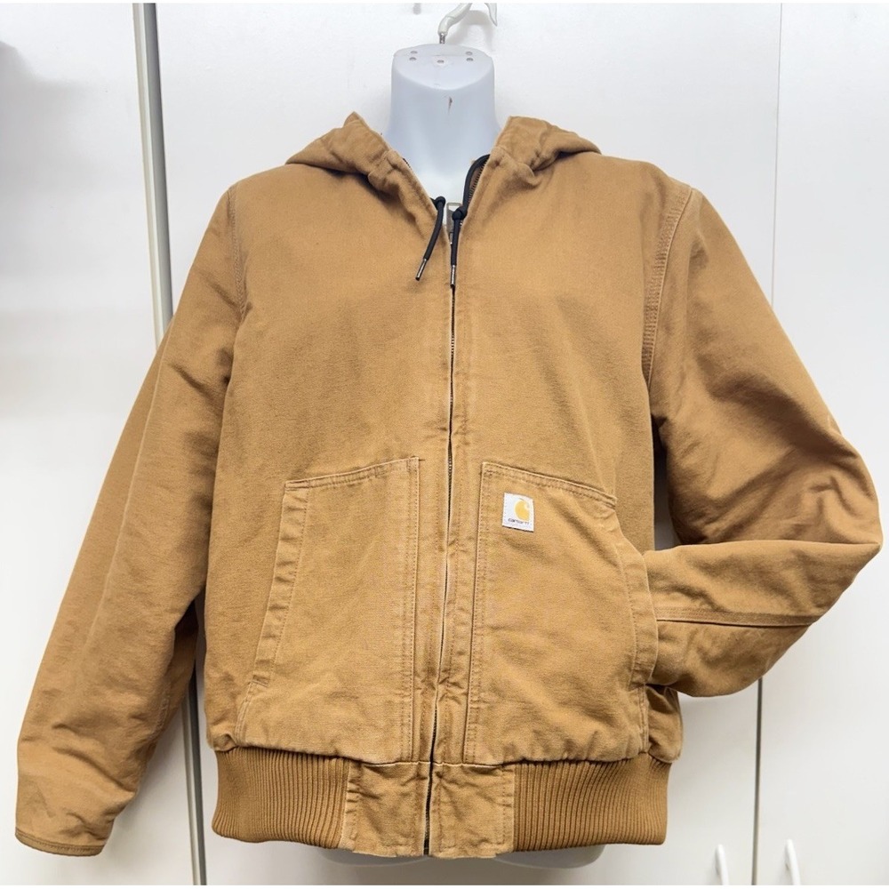 Carhartt 104053 Brown Washed Duck Active Jacket Insulated Hooded Jacket Womens L